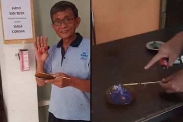 Viral video hand sanitizer diuji bakar