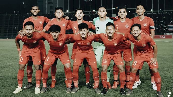 Skuat timnas U-22 Indonesia di final Piala AFF U-22 2019 melawan Thailand, Selasa (26/2/2019).