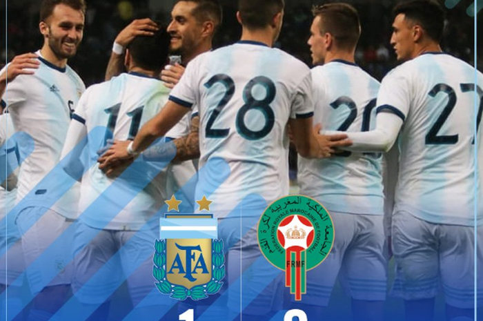 Timnas Argentina menang 1-0 atas Maroko dalam uji coba, Selasa (26/3/2019).