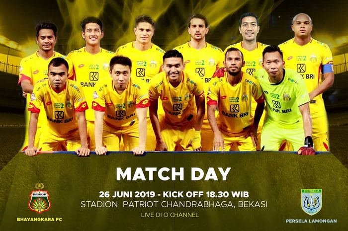 Live streaming Bhayangkara FC Vs Persela Lamongan pada laga tunda pekan keempat Liga 1 2019.