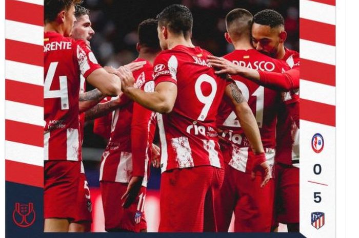 Atletico Madrid menang telak atas Rayo Majadahonda di babak 32 besar Copa del Rey 2021-2022.