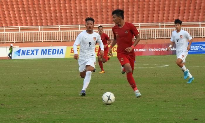 Pemain timnas U-18 Indonesia, Sultan Diego Zico pada laga kontra timnas U-18 Myanmar, di Stadion Thong Nhat, Vietnam, Senin (19/8/2019).