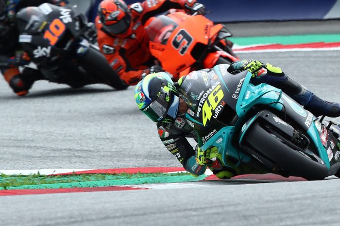 Pembalap Petronas Yamaha SRT, Valentino Rossi, saat tampil pada balapan MotoGP Styria di Red Bull Ring, Austria, 8 Agustus 2021.