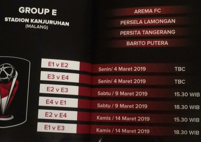 Hasil drawing Grup E Piala Presiden 2019 di Hotel Sultan, Jakarta Pusat, Selasa (19/2/2019).