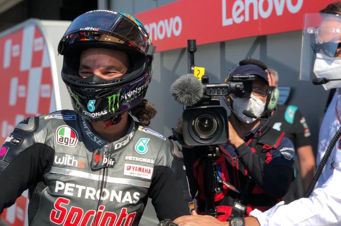 Pembalap Petronas Yamaha SRT, Franco Morbidelli memenangkan balapan MotoGP pertamanya di sirkuit Misano di San Marino, Minggu (13/9/2020).