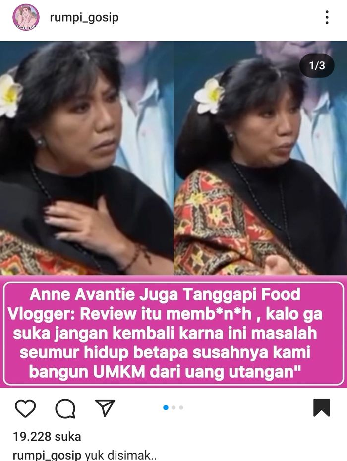 Anne Avantie soal kisruh food vlogger