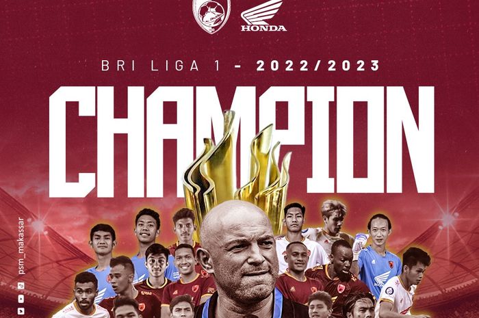 PSM Makassar dinobatkan sebagai juara Liga 1 2022-2023 setelah mengalahkan Madura United pada pekan ke-32 Jumat (31/3/2023).