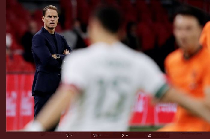 Frank de Boer dalam laga Belanda Vs Meksiko yang digelar di Johan Cruijff Arena, Amsterdam, Belanda, Rabu (7/10/2020) hingga Kamis dini hari WIB. 