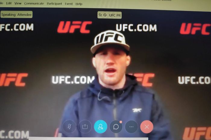 Petarung UFC, Justin Gaethje, berbicara kepada media dalam acara UFC 249 Virtual Media Day, Kamis (7/5/2020). 