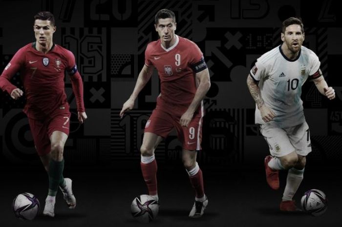 Cristiano Ronaldo, Robert Lewandowski, dan Lionel Messi, kandidat pemain terbaik dunia kategori pria versi The Best FIFA Football Awards 2020.