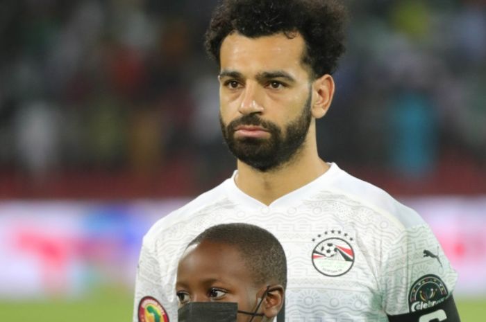 Mohamed Salah sebelum laga Mesir vs Guinea-Bissau di Grup D Piala Afrika 2021, Sabtu (15/1/2022) di Garoua.