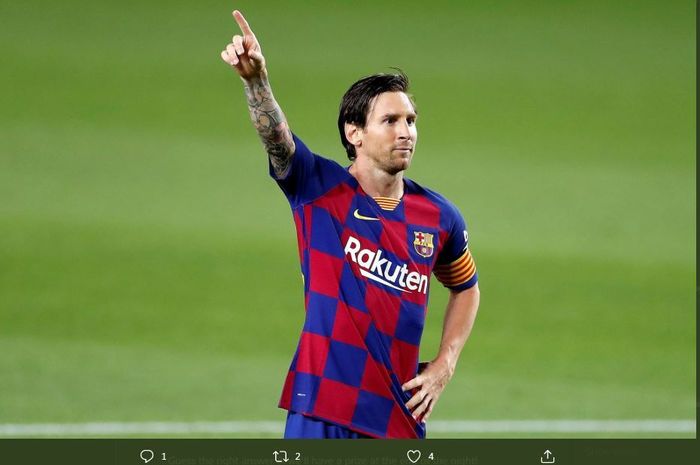 Ekspresi kapten Barcelona, Lionel Messi.