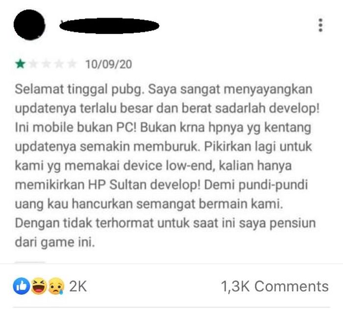 A gamer shares a message about FPS Drop on iPhone 7 devices after the 1.0 version update