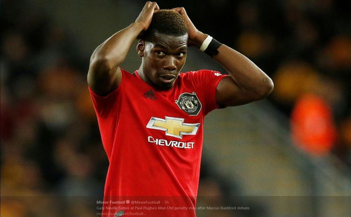 Ekspresi Paul Pogba setelah gagal mencetak gol penalti untuk Manchester United.