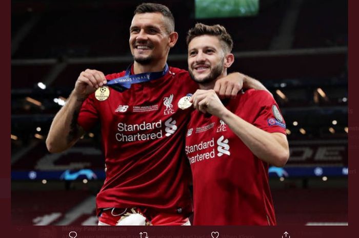 Adam Lallana (kanan) dan Dejan Lovren meninggalkan Liverpool pada akhir musim 2019-2020.