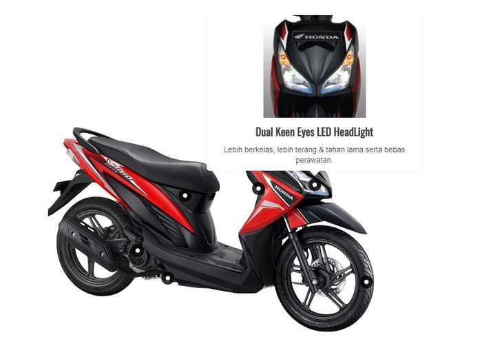Dual headlamp LED tidak dimiliki Honda BeAT