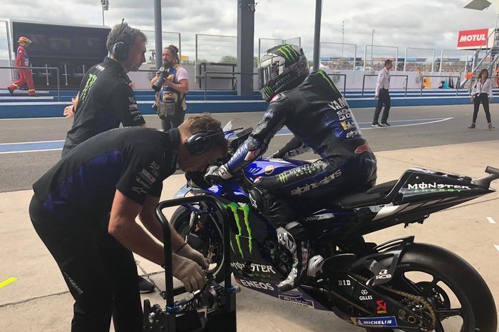 Maverick Vinales saat melakoni sesi latihan bebas ketiga di MotoGP Argentina 2019.