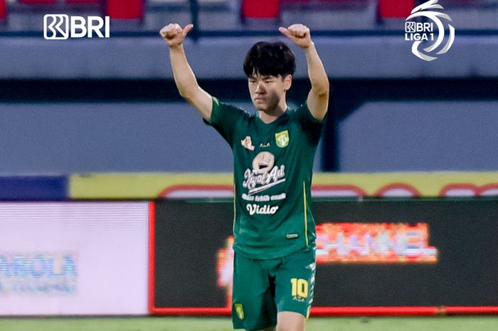 Winger Persebaya Surabaya, Taisei Marukawa, usai bobol gawang Persik Kediri, Kamis(10/3/2022) 