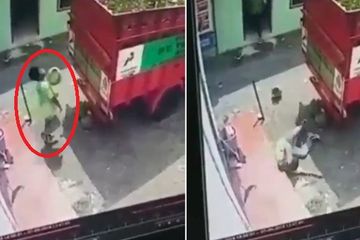 Sang pria jatuh terkapar dan kesakitan