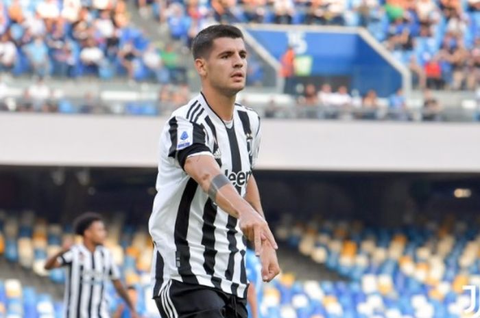 Alvaro Morata menjadi ujung tombak serangan Juventus saat menghadapi Venezia di Liga Italia 2021-2022. 