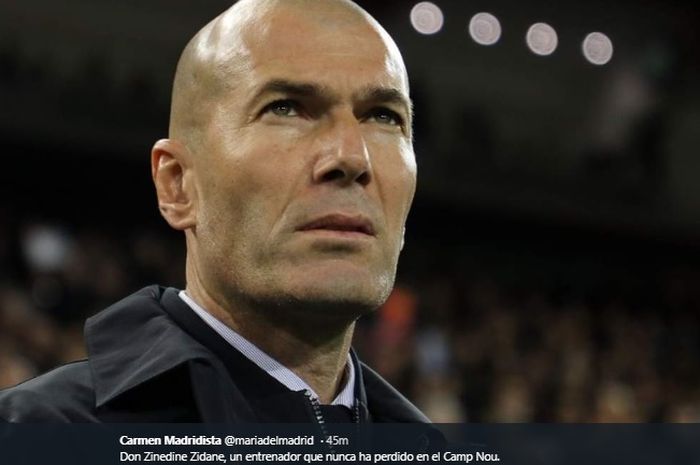 Pelatih Real Madrid, Zinedine Zidane, mulai mengawal latihan timnya di Valdebebas.