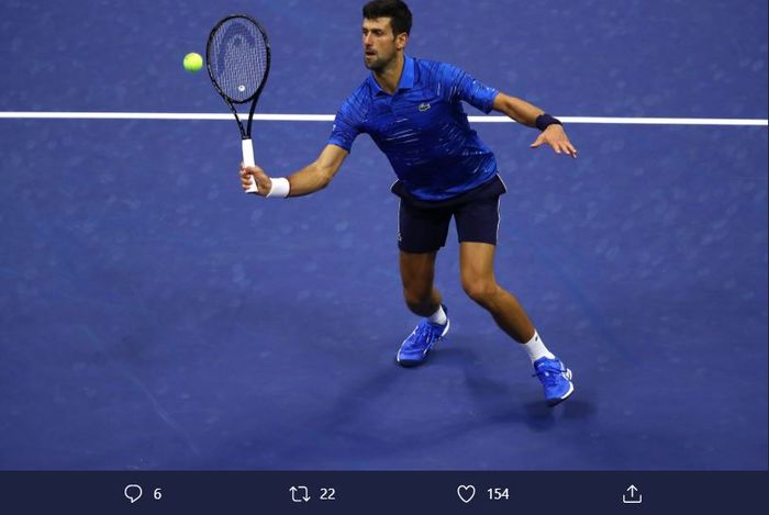 Petenis nomor satu dunia, Novak Djokovic, ketika berlaga di babak kedua US Open 2019 Rabu (28/8/2019) waktu setempat.