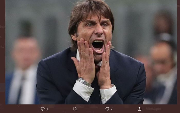 Reaksi pelatih Inter Milan, Antonio Conte.