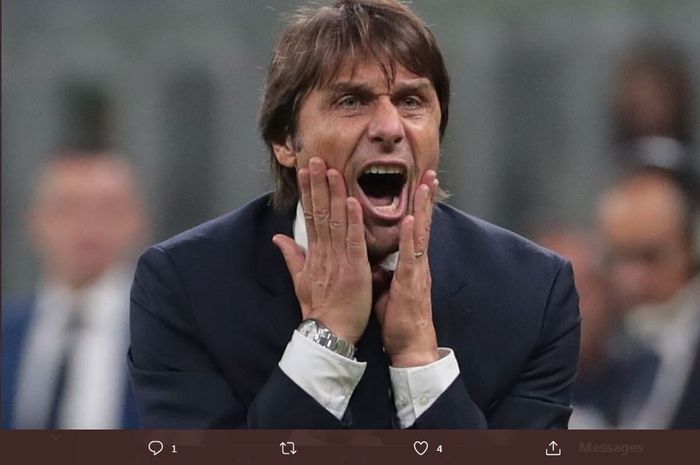 Reaksi pelatih Inter Milan, Antonio Conte.