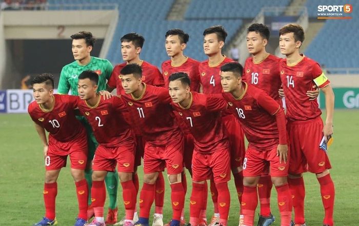 Skuat Timnas U-23 Vietnam saat menghadapi Brunei Darussalam di Kualifikasi Piala Asia U-23 2020.