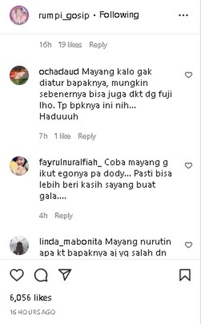 Komentar netizen tentang nasib Mayang yang berbeda dengan Chika.