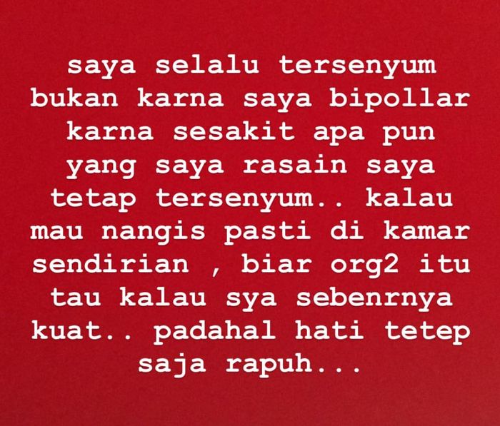 Salah satu curhatan DJ Verny bahwa dirinya bukan pengidap bipolar
