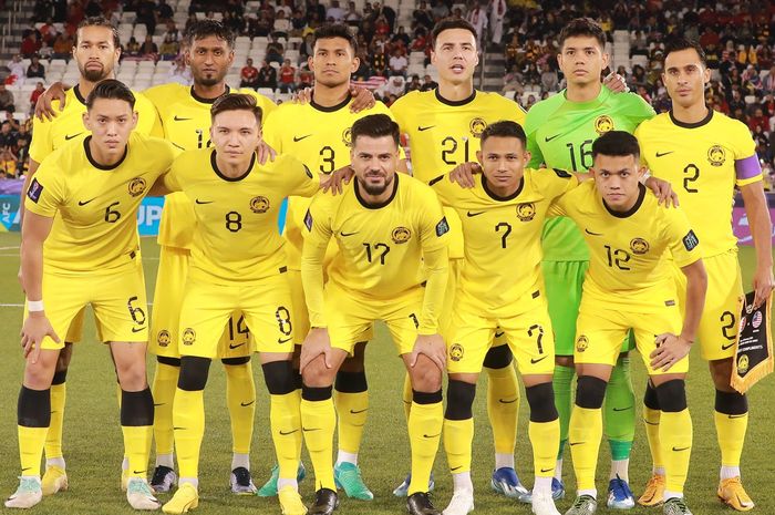 Starting XI Timnas Malaysia saat menghadapi Bahrain dalam matchday kedua grup E Piala Asia 2023di Jassim Bin Hamad Stadium, Sabtu (20/1/2024).