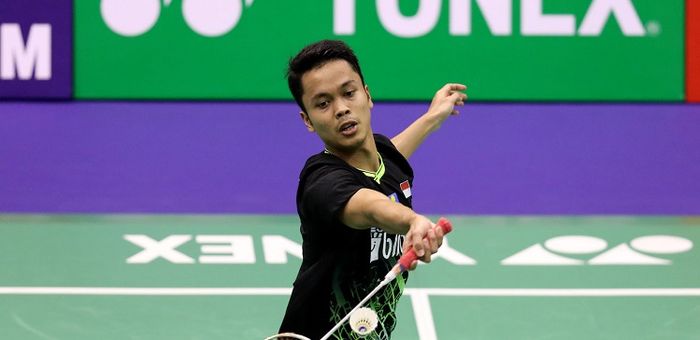 Anthony Ginting saat mewakili Indonesia dalam ajang Hong Kong Open 2019 yang tengah memasuki babak pertama, Rabu (13/11/2019)