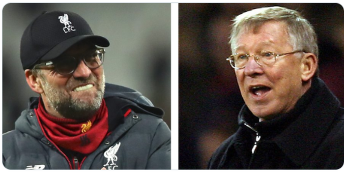 Juru taktik Liverpool, Juergen Klopp (kiri) dan mantan pelatih Manchester United, Sir Alex Ferguson (kanan)