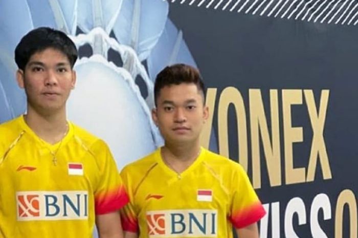 Pasangan ganda putra Indonesia, Leo Rolly Carnando/Daniel Marthin, seusai babak kedua Swiss Open 2021.