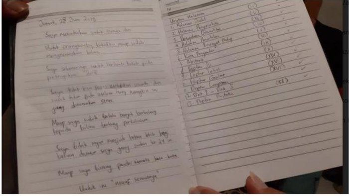 Surat Apriyanto Kusuma yang gantung diri