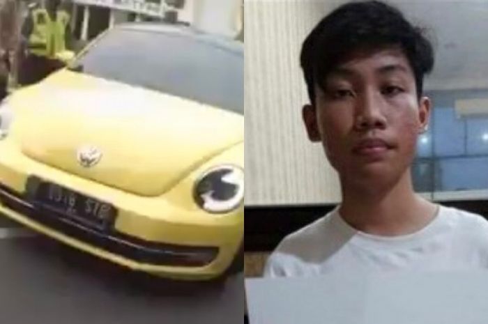 Polisi mobil kuning tabrak Viral Pengendara