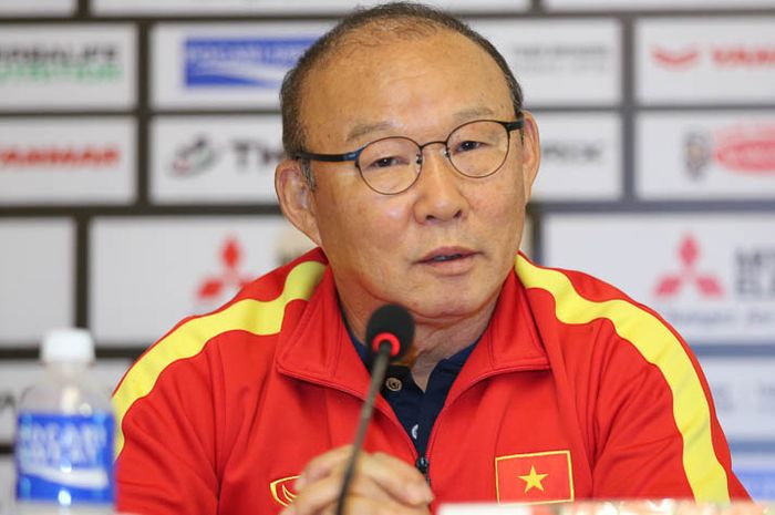 Pelatih Timnas Vietnam, Park Hang-seo, dalam konferensi pers menjelang tampil di Piala AFF 2022.