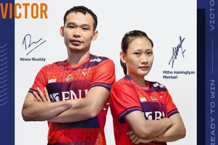 Ganda campuran Indonesia, Rinov Rivaldy/Pitha Haningtyas Mentari resmi beralih sponsor ke Victor per 24 Maret 2023.
