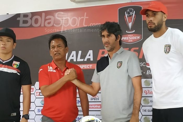 Jumpa pers Mitra Kukar dan Bali United, Sabtu (2/3/2019). Kedua tim akan bertanding pada laga Grup B Piala Presiden 2019 di di Stadion Patriot Chandrabhaga, Kota Bekasi, Minggu (3/3/2019), pukul 19.00 WIB.