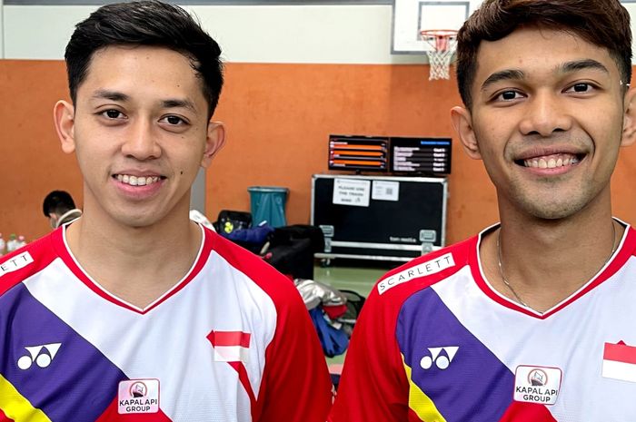 Pasangan ganda putra Indonesia, Fajar Alfian/Muhammad Rian Ardianto, selesai bertanding pada babak pertama German Open 2022, Rabu (9/3/2022).