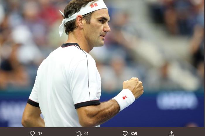 Petenis Swiss, Roger Federer, ketika bertanding di babak kedua US Open 2019 Rabu (28/8/2019) waktu setempat.