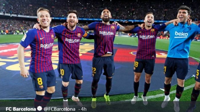 Barcelona vs Levante, gol semata wayang Lionel Messi pastikan gelar juara Liga Spanyol 2018-2019.