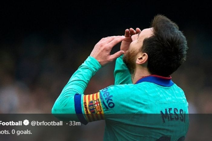 Megabintang Barcelona, Lionel Messi, dalam laga kontra Valencia di Mestalla, Sabtu (25/1/2020).