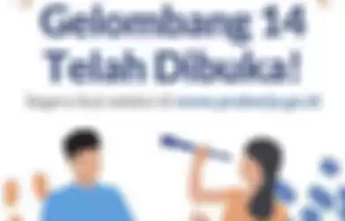 Poster pendaftaran gelombang 14 Kartu Prakerja.