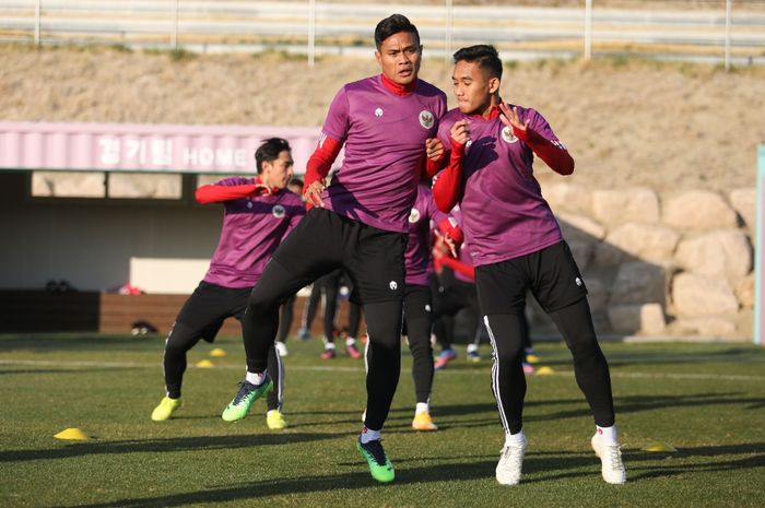 Timnas U-23 Indonesia saat menjalani latihan di Korea Selatan