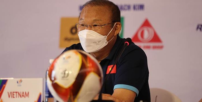 Pelatih Timnas U-23 Vietnam, Park Hang-seo pada Konferensi Pers jelang laga lawan Timnas U-23 Indonesia pada Kamis (5/5/2022).