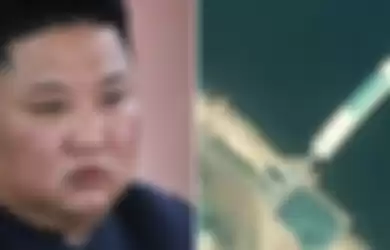 Gambar kanan, citra satelit yang diduga memperlihatkan kapal mewah milik Pemimpin Korea Utara Kim Jong Un di Wonsan.
