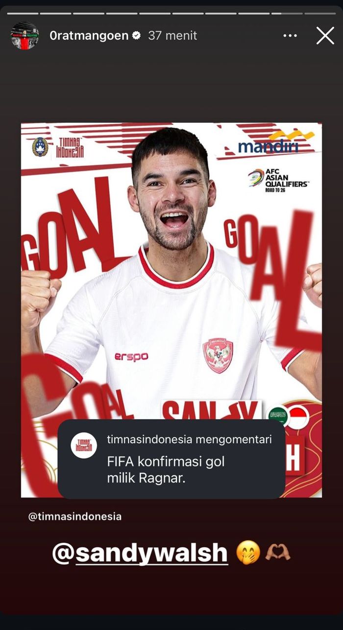 Unggahan instagram Ragnar Oratmangoen pada Jumat (6/9/2024).