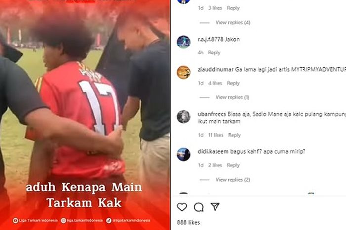 Momen seorang pemain yang diklaim Bagus Kahfi bermain di sebuah kompetisi tarkam.